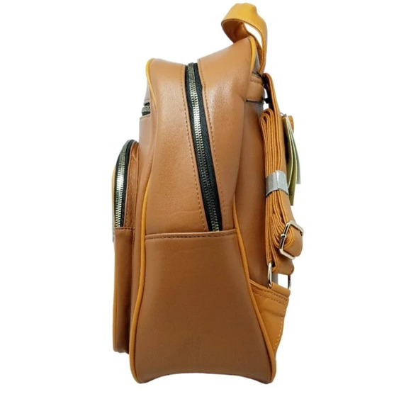 Brown and Khaki Large Backpack purse main image 4